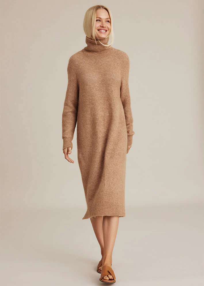 Sibin Linnebjerg Madena Strik Kjole - Camel