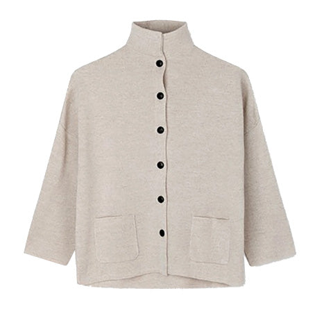 SibinLinnebjerg Cardigan | Kaja | Merino Wool Mix | Sand Melange
